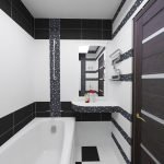 Phòng tắm nhỏ màu đen và trắng