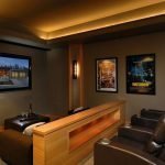 Leather furniture in a home theater interior