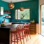 Dapur dengan dinding biru