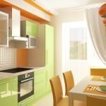 Cozinha verde-laranja