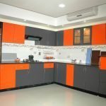 Set da cucina grigio e arancione