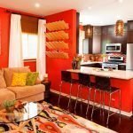 Mutfak-oturma odası turuncu