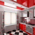 Κόκκινο και λευκό σχεδιασμό κουζίνας