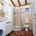 Shower room with washing machine