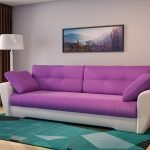 Grå og lilla sofa