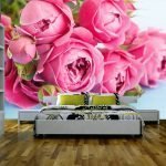 Ροζ ταπετσαρία φωτογραφίας με λουλούδια