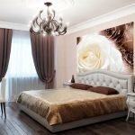 Classic bedroom decor with photo wallpaper