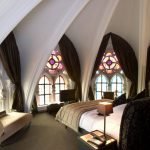 Stained-glass windows in the bedroom