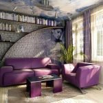 Sofa ungu dan kerusi berlengan