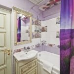 Lavender tile in the bathroom