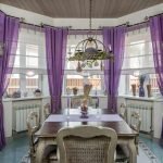 Lavender curtains in the dining room