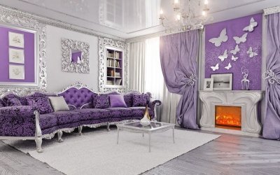 Lavender color in the interior +50 photos