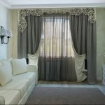 Living room in gray curtains.