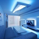 Sala de estar com um interior luminoso
