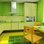 Kombinationen af ​​grønne vægge og gult gulv