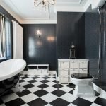 Black and white tiles in the bathroom