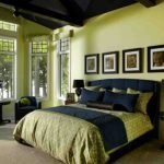 Olive and black in the bedroom interior
