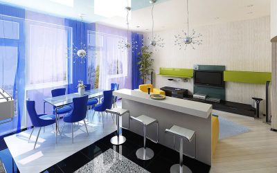 Interior design del soggiorno-sala da pranzo: 75 foto di idee