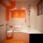 Koupelna s oranžovým a bílým interiérem