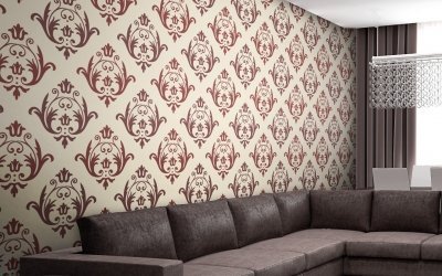 Application ng wallpaper na may pattern ng damask sa interior +75 na mga ideya sa larawan