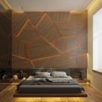 Podsvietená posteľ, stena a strop