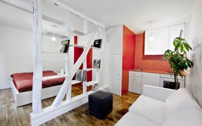 Dizaino studijos tipo apartamentai, kurių plotas 24 kvadratiniai metrai. metras +50 nuotrauka