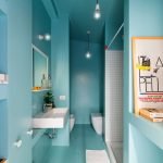 Salle de bain turquoise dans le studio