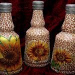 Sunflowers in bottles