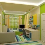 Kombinace světle zelené a žluté v dětském pokoji