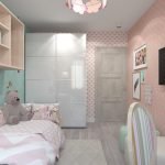 Fehér szekrény rózsaszín belső térben