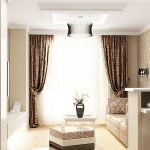 Brown curtains in a bright interior
