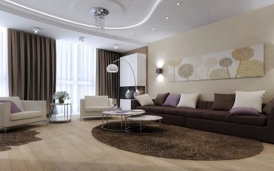 El disseny de la sala de l’apartament és de 18 metres quadrats. m