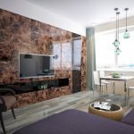 The use of natural stone in the design of the living room