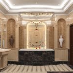 Grande salle de bain avec garniture en pierre naturelle