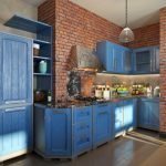 Blå möbler i köket