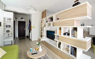The design of the apartment is 46 sq. m