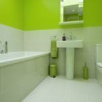 Žalia ir balta vonios kambarys