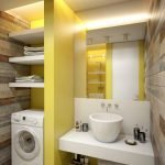 Yellow and white in the design of the bathroom