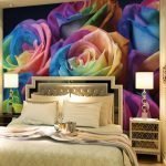 Adesivo murale con rose colorate
