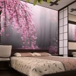 Wall mural with flowering tree
