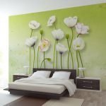 Wall mural with white poppies