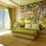 Fotomural diseño dormitorio verde