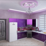 Design frumos de bucătărie în tonuri de violet
