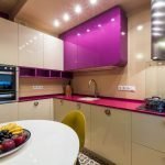 Φωτισμός μοβ σχεδιασμός κουζίνας