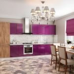 White and purple kitchen design