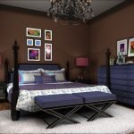Blu combinato con marrone nella decorazione della camera da letto