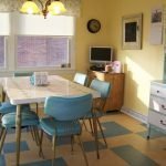 Turquoise chairs in the kitchen