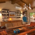 Rum i 60-stil med möbler och möbler