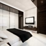 La combinación de chocolate y blanco en el diseño del dormitorio.
