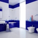 Blått och vitt badrum